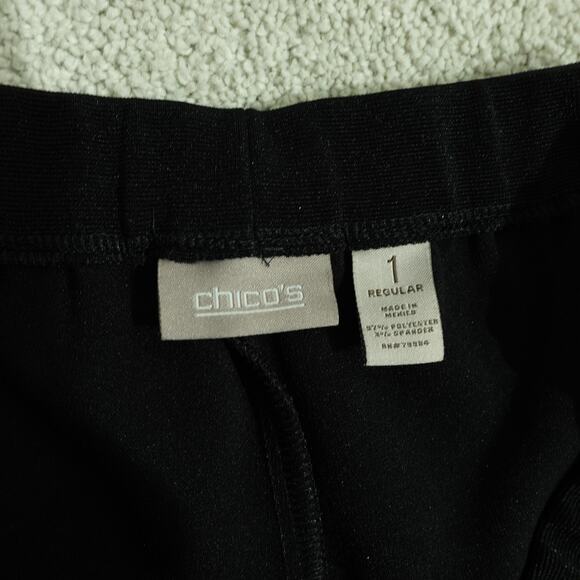 Chico's Travelers Womens Pull On Pants Elastic Waist Straight Leg Black Sz 1 / M - Picture 2 of 5